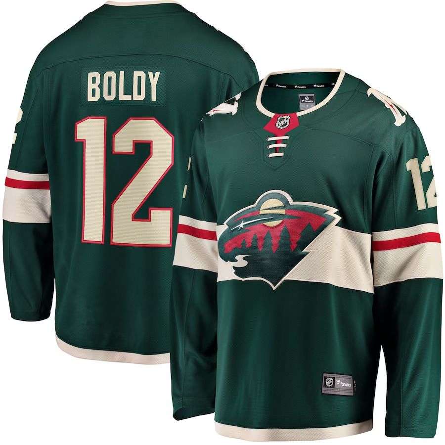 Men Minnesota Wild 12 Matthew Boldy Fanatics Branded Green Home Breakaway Player NHL Jersey